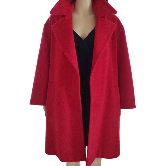 Etienne Aigner Parisian Rouge Red Swing Wool Coat 38 6 M - Picture 3 of 10